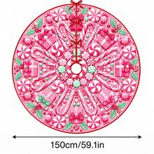 1件裝粉色糖果棒圖案聖誕樹裙，優雅節日裝飾，5種尺寸，中性節日禮物，適用於居家與派對聖誕家居裝飾 - 粉色糖果拐杖 - 查看 15