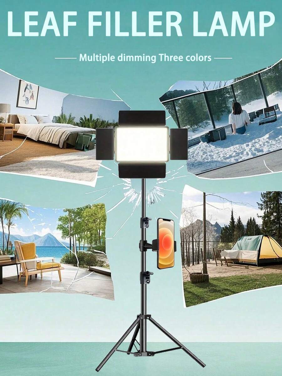 10 Inch Flat Light With Phone Holder And 1.1m Adjustable Tripod Stand Suitable For Photography, Video Recording, Live Streaming, Zoom Meeting, Vlogging, With Stand Selfie Light Phone Light - Increase Leaf Type - View 1