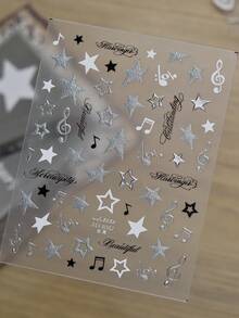 1 Metal Nail Art Luxury Sticker, Sweet And Cool Y2K Star Note Nail Charm Sticker, Leopard Print Star Jewelry Nail Art Sticker - Multicolor - View 5