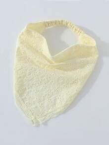 1件原創花卉刺繡捲邊女款髮箍頭巾，適合日常與度假穿著 - 淺黃色 - 查看 2
