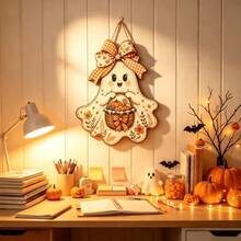 2D Flat Wooden Decorative Hanging Sign, Rustic Style, Multi-Holiday Wall Decor For Halloween, Thanksgiving, Christmas, Welcome Sign For Entryway, Tabletop Ornament, Vintage Country Home Party Holiday Gift - B - View 3