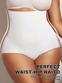 1pc Women High Waist Seamless Shapewear, Strong Tummy Control And Butt Lift, Plus Size - White - View 6
