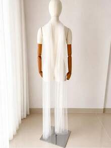 1pc White Bridal Tulle Minimalist Scarf Shawl, Off-Shoulder Cape Accessory For Wedding Dress - Multicolor - View 5