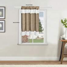 1pc Cloud Lace Plaid Curtain, Multi-Color Selection, Soft Lace Design For Minimalist Elegant Home Decor - Brown - View 4
