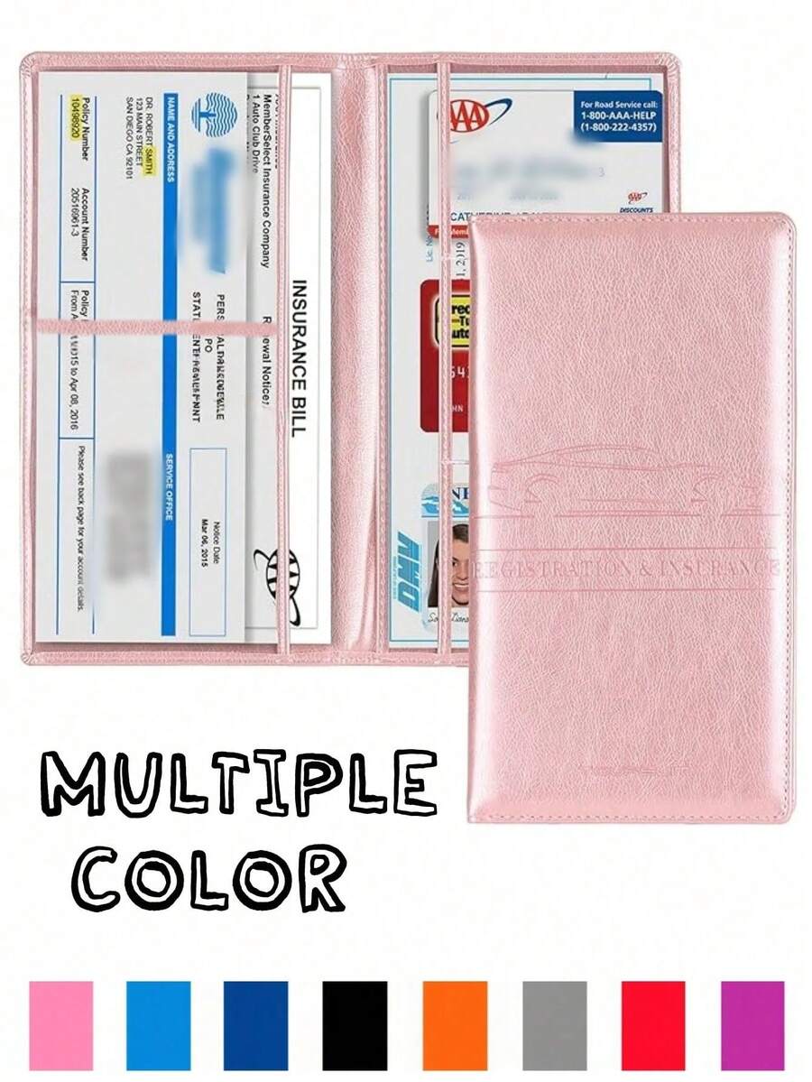 1pc Car Insurance Document Holder, Car Insurance Card, Premium Leather ID Card & Driver's License Wallet Gift