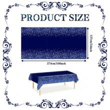 3pcs 137*274CM/54*108IN Party Decoration Disposable Tablecloth, Blue Gradient Gold Powder Pattern Tablecloth, Suitable For Various Theme Parties And Daily Decorative Use - Multicolor - View 4