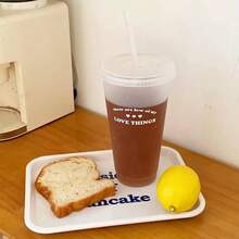 1pc 710ml Plastic Water Bottle, PP Material Coffee Cup, Portable Straw Cup, Large Capacity Summer Milk Tea Cup, Juice Cup, Smoothie Cup - Multicolor - View 5