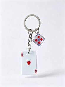 Creative Poker Card Heart Ace Dice Keychain, Niche Style Key Chain, Couple Bag Pendant Gift, Suitable For Holidays - Multicolor - View 4