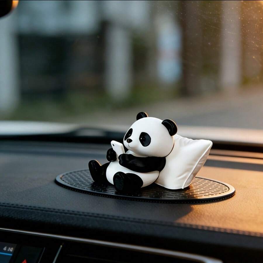 Panda Sculpture Ornament Desktop Office Decor Car Decoration Creative Animal Model Collectible Figurine Car Accessory - CC - View 1