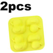 4-Cavity Big Yellow Duck & Little Yellow Duck Silicone Baking Mold, Cute Cartoon Duck Cake Chocolate Dessert Mold, Home DIY Baking Tool - Multicolor - View 13