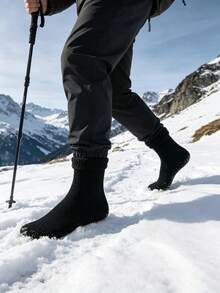 1/6/8 Pairs Men's Winter Snow Socks, Multi-Color Fleece Lined Warm Outdoor Mid-Calf Socks - Multicolor - View 5