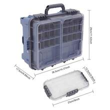 Miumaeov 3-Tier Portable Fishing Tackle Storage Box, Ergonomic Handle, Adjustable Compartments, Large Capacity For Hooks Bait Fishing Lines, Outdoor Fishing - Blue - View 3