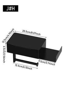 Black Wall-Mounted Tissue Holder, Multifunctional Wall Paper Dispenser With Flip-Top Lid, Side Storage Shelf And Under-Roll Holder For Bathroom, Kitchen And Laundry Room - Multicolor - View 6