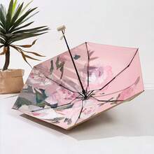 1PC Oil Painting Parasol, 5-Fold 6-Rib Umbrella, Sun Protection, Ultra-Light Small Foldable, Rain And Sun Capsule Umbrella, Advertising Umbrella - Multicolor - View 5