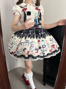 1 chiếc váy Lolita in họa tiết thỏ ngọt ngào dễ thương, phù hợp cho tiệc lễ hội và biểu diễn, phù hợp cho mọi lễ hội, quà tặng Valentine, mặc hàng ngày và dịp lễ, chỉ bao gồm váy - Nhiều màu - Xem 4