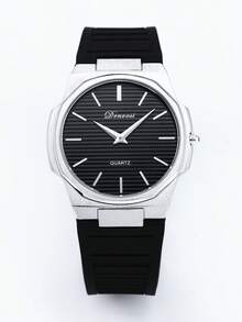 1 DENVOSI Men's Silicone Strap With Luminous Stripe, Nail Scale, Fashion, Business, Waterproof, Date Display, Quartz Watch, Daily Decoration - Silver - View 10
