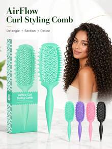 Smoothing Curly Hair Brush, Vented Curl Styling Brush With Side Teeth And Pointed Tail For Curly Wavy Coily Hair, Sectioning, Shaping, Smoothing, Daily Hair Styling Tool For Home, Travel And Salon Use, Multi-Color Options - 2054 - View 2