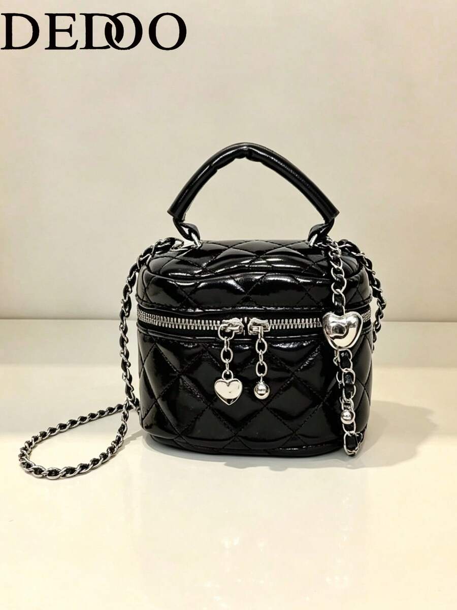 Dedoo 新款時尚經典多功能 PU 防水布料絎縫女款手提包，禮物