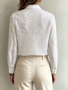Casual Minimalist Charming Fashion Commute Daily Versatile Long Sleeve Stand Collar Blouse, Women White - White - View 2