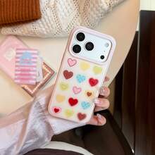 GUCADI Colorful Gradient Heart Phone Case For 17 Pro Max, Compatible With 15, 18, 13, Korean Style, Suitable For Huawei, Suitable For Girls, Creative Geometric, Korean Style, Minimalist Style, Color Block Style, Niche, Ins Style - Pink - View 5