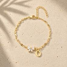 Initial Charm Butterfly Cubic Zirconia Gold Plated Letter Bracelets For Women Men - Yellow Gold - View 14