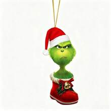 Panini The Grinch Christmas Red Boots Design Flat Acrylic Hanging Ornament Set, Holiday Sock & Boots Character Pendant, Lightweight Christmas Tree Decoration, Suitable For Holiday Home & Party Decor - Random Styles - View 5