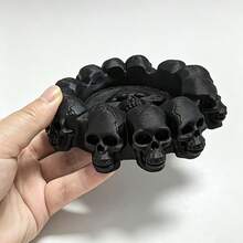 2pcs Skull Relief Storage Tray, Vintage Gothic Style Desktop Jewelry & Key Organizer, Creative 3D Printed Decorative Tray - View 2