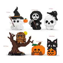6pcs/Set Halloween Series Micro Particle Building Blocks Toy, ABS Resin Material, Multiple Creative Unique Designs, DIY Handmade Assembly Toy, Educational Stress Relief Puzzle Toy, Desktop Furniture Atmosphere Decor, Suitable For Birthday, Halloween, Christmas, Eid, National Day, Back To School Gifts - Multicolor - View 9