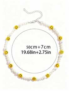 Fashionable And Popular Men Expression Detail Faux Pearl Decor Beaded Necklace For Jewelry Gift And For A Stylish Look - Multicolor - View 3