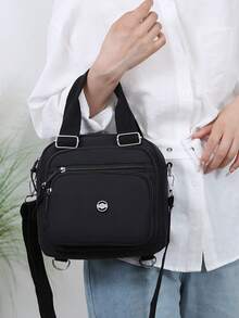 Women's Multi-Functional Compact Handbag, Convertible To Shoulder Bag And Backpack, With Adjustable Shoulder Strap, Multi-Compartment Design, Minimalist Style, Suitable For Moms - Multicolor - View 11