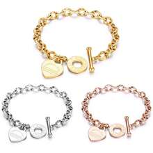 Letter ABOVEALLELSE Heart OT Clasp Stainless Steel Bracelet - Multicolor - View 4