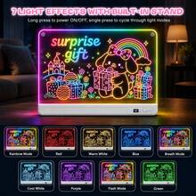 19 Inch LED Drawing Board With 12 Marker Pens Built-In Stand 16 Neon Glow Modes Timer Easy-Clean LCD Writing Tablet For Birthday Halloween Party Favors Home School Travel Fun - 19 Inch - View 8