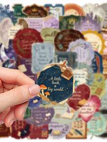 50PCS,Vintage English Transparent Stickers,PET Material,Scrapbook Supplies,Creative And Aesthetic Design Sticker,Suitable For Mobile Phone Cases,Tablets,Mobile Phone,Laptops,Suitcases,Cars,Notebooks,Helmet,Guitar,Skateboard,Storage Box,Computer, - 50pcs - View 11