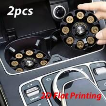 2pcs Car Cup Holder Coasters, Cool Wheel Pattern Rubber Coasters, 2.75 Inch Universal Size Non-Slip Rubber Pads, Men's Car Cup Holder Sticker Decoration, Dad's Special - A - View 2