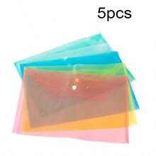5/10/20pcs Thickened A4 Transparent Plastic Snap Button Waterproof File Folder Bag, Large Capacity Document Storage Bag, Contract Bag, Business Office Supplies, Student Exam Paper Stationery, Official Document Archive - 5pcs - View 12