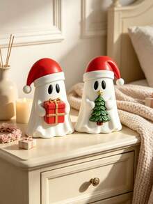 Christmas Ghost Resin Statue, Cute Christmas Hat Ghost Statue, Desktop Decoration With Gift Box And Mini Christmas Tree, Christmas Family Table Stand Decoration - Christmas Ghost Ornament - View 8