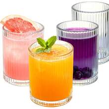 1/3/6/12pcs Striped Acrylic Cups, Perfect For Weddings, Parties, Birthdays, Juice, Water, Iced Coffee, Whiskey, Mixed Drinks - Clear - View 1