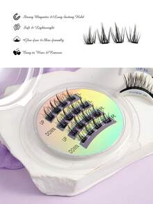 Magnetic Portable False Eyelashes, Natural Soft Easy To Apply Makeup Tool, Handmade Half-Eye Magnetic False Eyelashes - Black - View 9