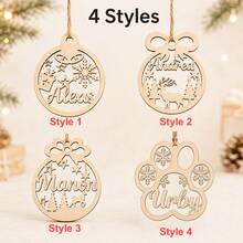Custom Wooden Name Christmas Ornament, Personalized Rustic Tree Hanging Decor, Customized Holiday Party Decoration, Customizable Winter Keepsake, Farmhouse Xmas Tree Decor, Secret Santa Gift For Home, Christmas Tree Ornaments, Christmas Decoration - Multicolor - View 3
