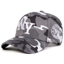 AR 1件裝 男士字母刺繡棒球帽 NEW YORK 時尚可調節防曬休閒帽，適合春秋旅行、海灘、派對 - 迷彩灰 - 查看 1