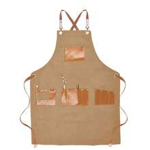 Solid Color Japanese Style Premium Barista Apron, Customizable Logo Embroidery Text Name Store Name, Professional Apron For Baking, Bartending, Coffee Shop, Catering, Kitchen, Painting, Floral Arrangement, Cashier, Hair Salon, Suitable For Daily Business/Holiday Party/All Seasons - Multicolor - View 12