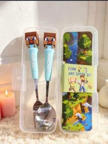 Minecraft 2pcs Standard Size Non-Slip Portable Reusable Set, Retro Pixel Game Character Pattern, Straight Handle Decorative Tableware, Back To School Daily Home Meals Travel Picnic Game Theme Party Supplies - Multicolor - View 15