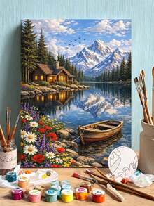 1 Set Oil Painting Digital Oil Painting Kit, Landscape Painting Set, DIY Digital Oil Painting Home Wall Decor - A - View 1