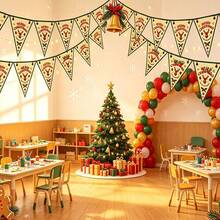 1pc New Christmas Decoration Triangle Bunting Banner Hanging Garland For Mall Hotel Party Decor With Christmas Reindeer Design - Multicolor - View 4