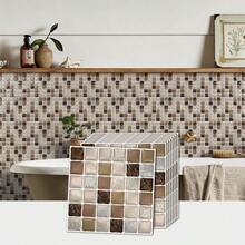 10PCS 3D Mosaic Removable Decorative Wall Tiles, Self-Adhesive Wall Tiles For Bathroom And Kitchen Backsplash Renovation And Decoration Sticker Set, PVC Small Square Decorative Vinyl Decals (15.25*15.25CM) - C - View 2