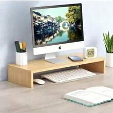 1pc Computer Monitor Stand, Desktop Computer Riser, Monitor Base And Laptop Stand, Available In White And Natural Wood. This Is A Drawer-Style Desktop Storage Box, Essential For Office And Dormitory, Can Be Used To Store Desktop Items Or As A Display Rack. Perfect For Dormitory Desk, Office Desk And Student Workstation, Helps Organize Items And Enhance Space. - Multicolor - View 5