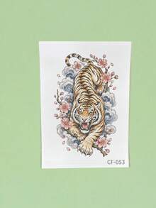 1pc Tiger Stripe Temporary Tattoo Sticker, Waterproof & Sweat-Resistant, Disposable, Suitable For Women And Men, Face, Arm, Waist, Chest, Leg, Abdomen, Neck, Hand, Finger, Back, Party, Stage Performance, Modern Body Art - Multicolor - View 4