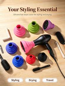 Foldable Silicone Hair Dryer Diffuser With Alligator Hair Clip, Suitable For Bangs, Portable Universal Accessory, Helps Reduce Frizz And Enhance Curls, Suitable For Curly, Wavy Or Voluminous Hair, Heat Resistant - Multi-color - View 7