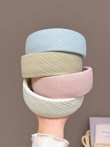 4pcs/1pc Women's Ribbed Knit Wide Headband, Versatile Daily Hair Hoop, High-Quality Hair Band, Solid Color High-Crown Headband, Fashionable Hair Accessory Suitable For Daily Wear, Going Out, Washing Face, Makeup, Matching Clothes, Hair Accessory - Multicolor - View 4