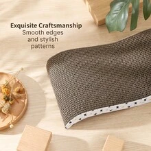 Wave-Shaped Cat Scratcher Bed, 2-In-1 Corrugated Cardboard Cat Resting Area With Curved Design, Comfortable Resting Pad And Scratcher, Suitable For Indoor Cats, Durable Cat Furniture Accessory, For Home Living Room - one-size - View 7